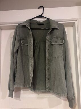 Jane and Delancey Washed Olive Green Jean Jacket - Women